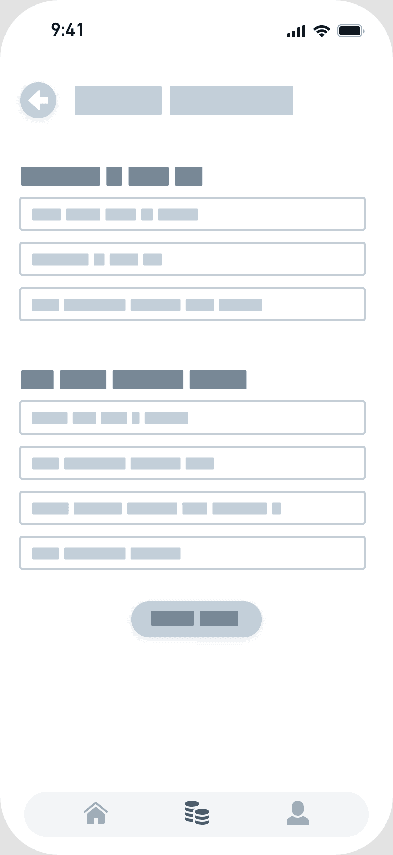 Registrierung Wireframe